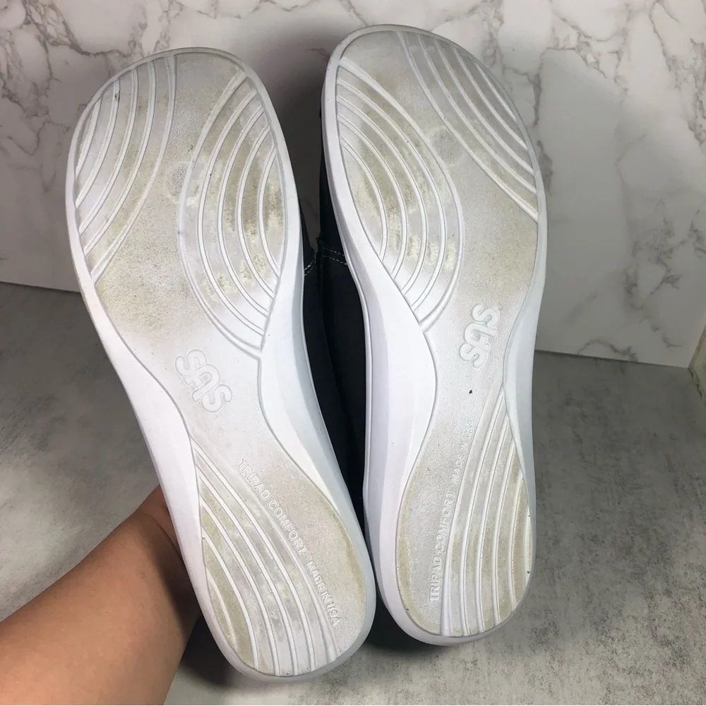 SAS Black Lace-Up Women's Sneakers with White Sole - Picture 8 of 11